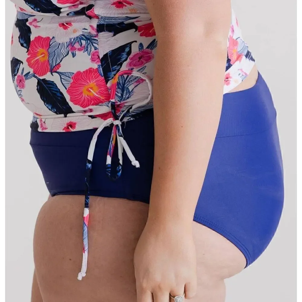 NWT Set Women's Tankini Floral Top & Midrise Brief Bikini Bottom Swimsuit